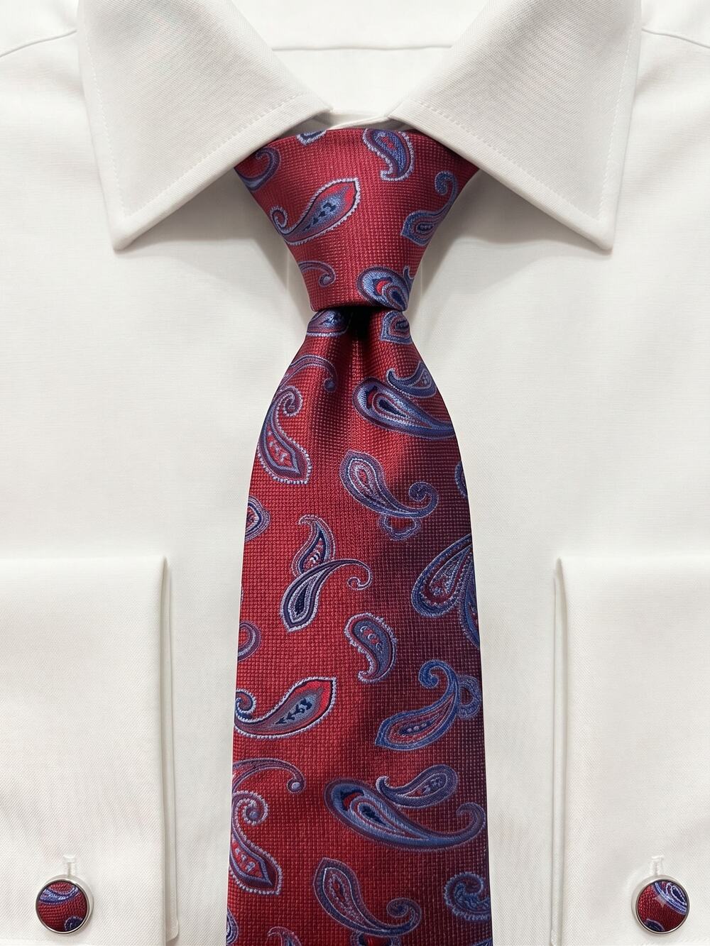 Cremieux Red & Blue Paisley Handmade 100% Silk Necktie